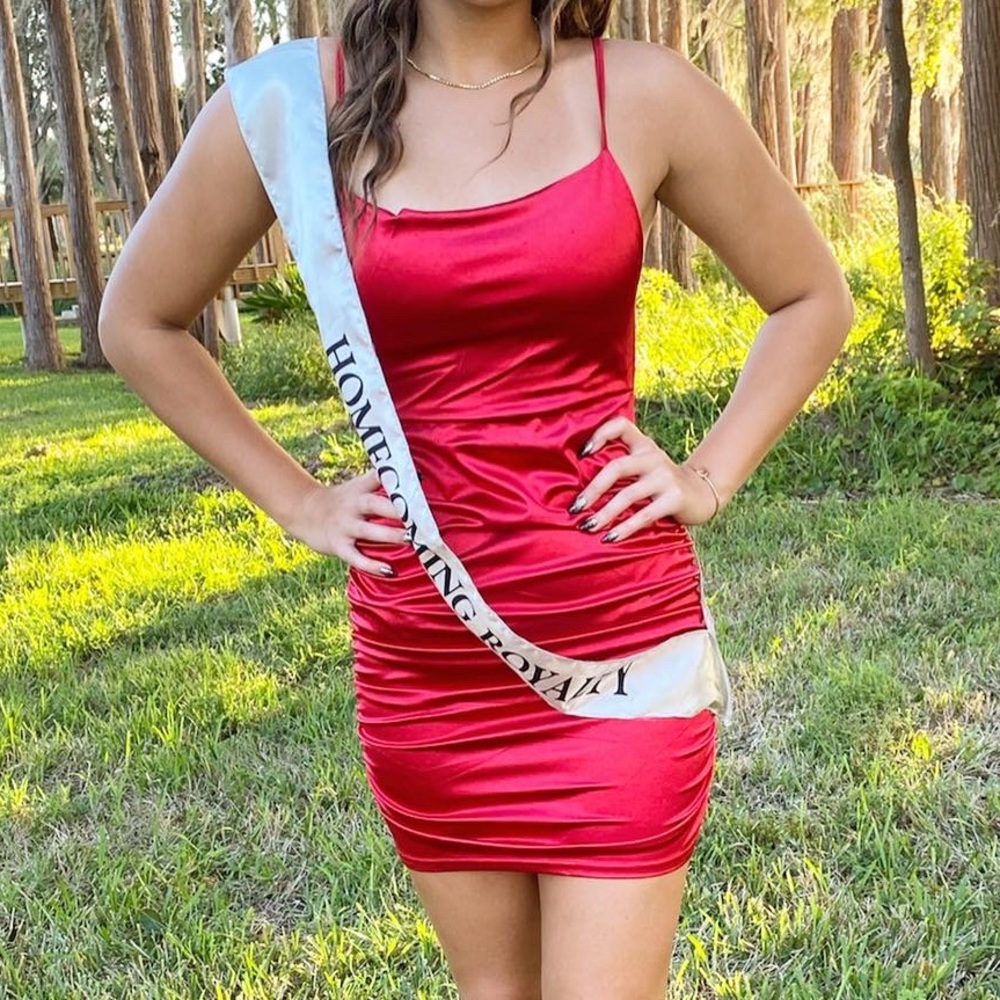 Red simple homecoming dress